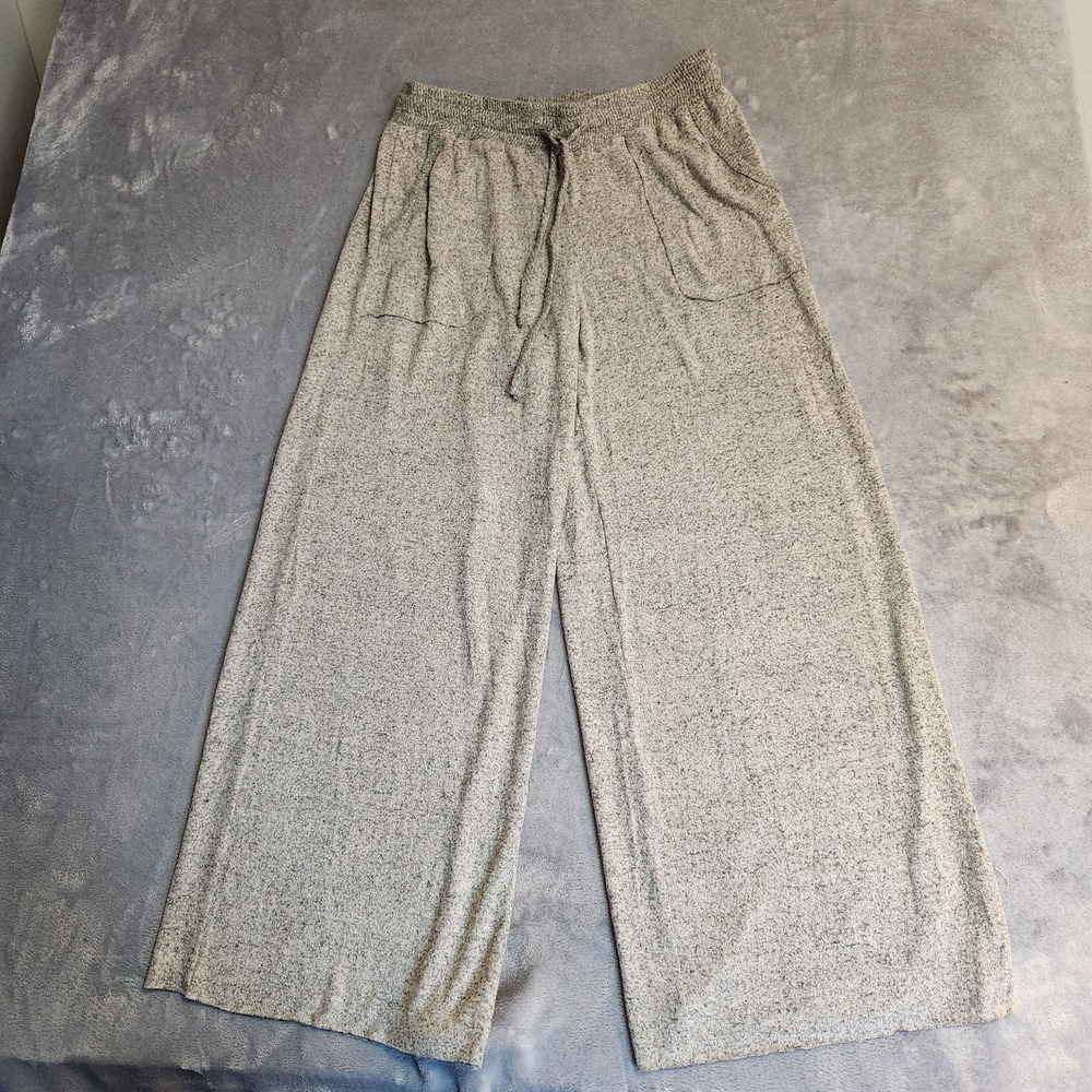 New La Biz Wide Leg Lounge Pants Gray Cozy L Large Anthropologie Soft Sleep PJ